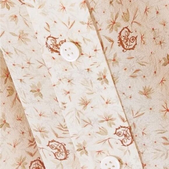 NWOT Chloe Silk Dew Pink C Micro Flower Motif Button Up Blouse Women’s Size 10 - Picture 6 of 16